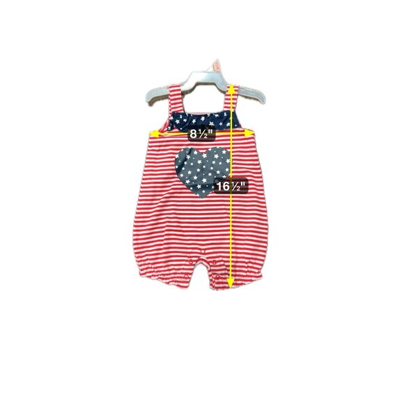 Baby Girls NWT Patriotic Red White Striped Romper Star Heart Design 3 months - Picture 6 of 9